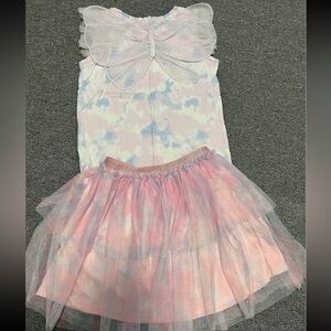 Pink and Blue T-shirt with wings and Tulle skirt 2pc